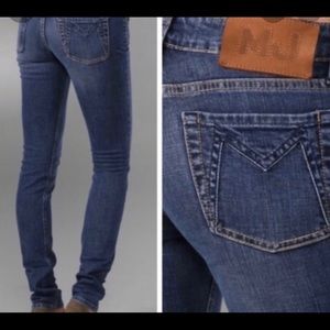 Marc by Marc Jacobs Women's Skinny Jeans - Blue with Brown Patch